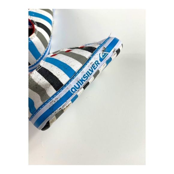 Quicksilver Infant Soft Sole Sneakers Shoes Sz 6-12M Stripes Blue White Grey - Picture 4 of 9